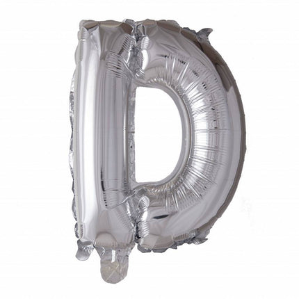 Ballon de baudruche Lettre D Argent 41cm avec paille