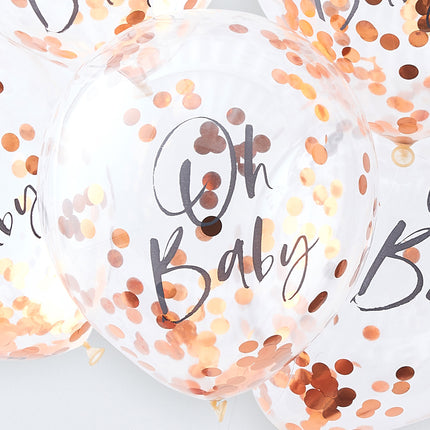 Ballons confettis or rose Oh Baby 30cm 5pcs