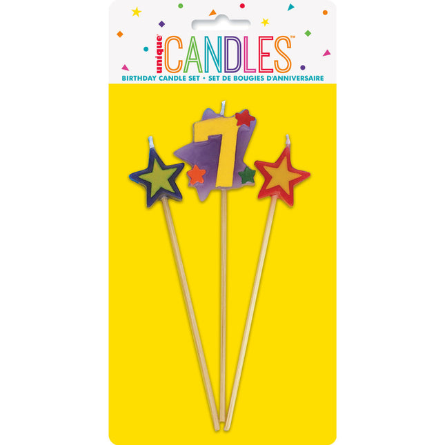 Set de bougies 7 Years Stars 26cm 3pcs