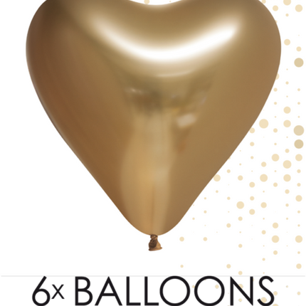 Ballons en forme de coeur doré 30cm 6pcs