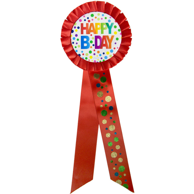 Rosette d'anniversaire Happy Birthday Dots XL 30cm