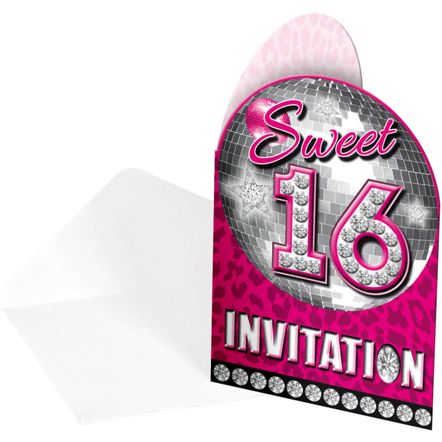 Invitations pour le 16ème anniversaire 8pcs