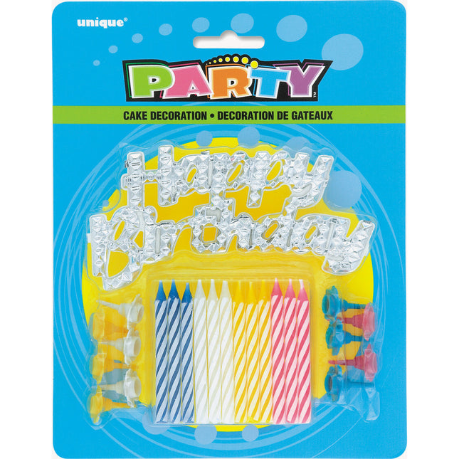 Décor de gâteau Happy Birthday Set 20cm 13 pièces