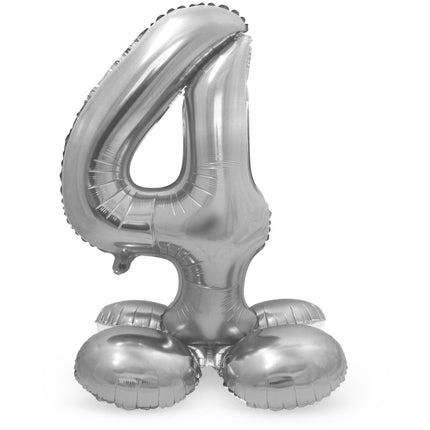 Ballon de baudruche Figure 4 Silver avec support 72cm