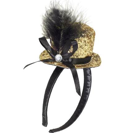 Bandeau doré Chapeau avec plumes