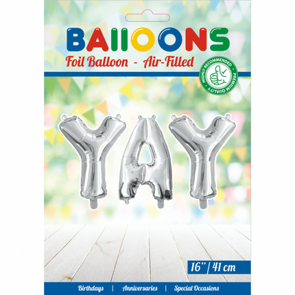 Jeu de lettres pour ballons Yay Silver 41cm