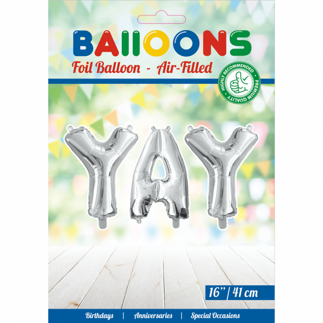 Ballons Lettre Set Yay Argent 41cm