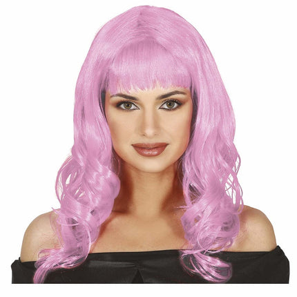 Perruque rose cheveux longs