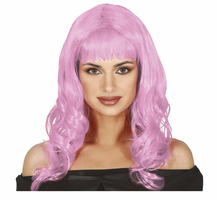 Perruque rose cheveux longs