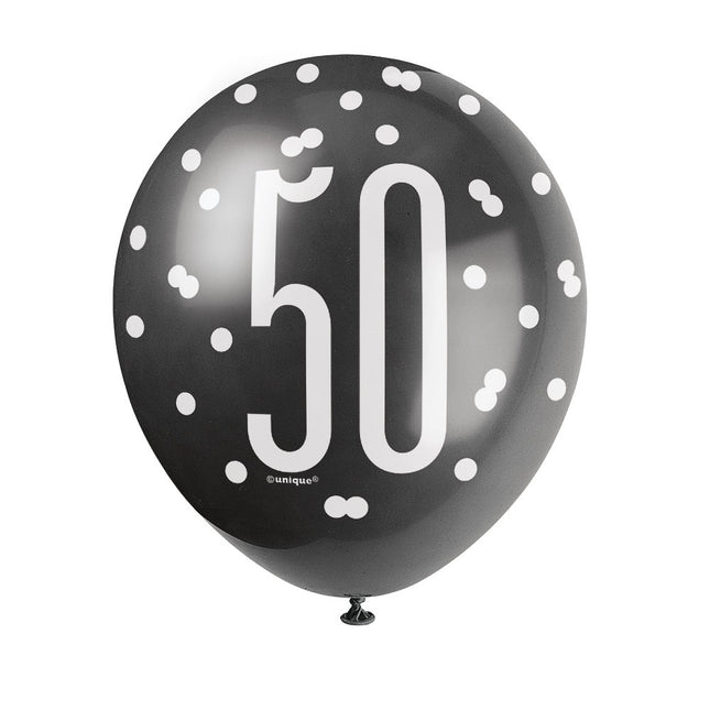 Ballons 50 Years Dots Black 30cm 6pcs