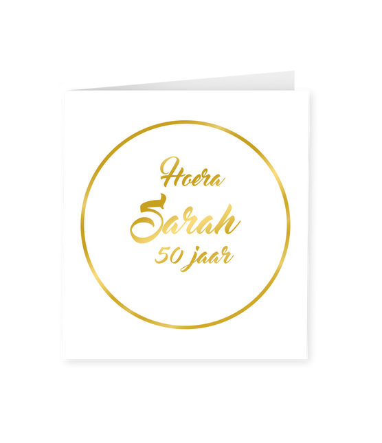 Carte Sarah 50 ans Or Blanc 15cm