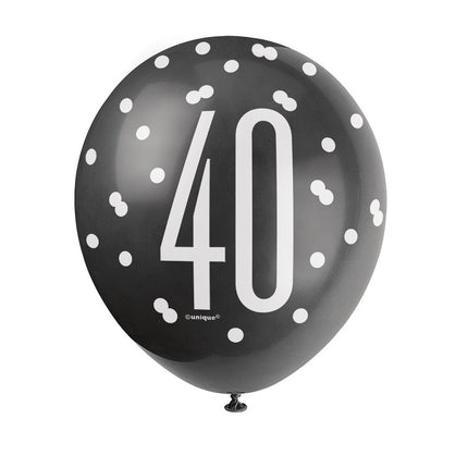 Ballons 40 Years Dots Black 30cm 6pcs