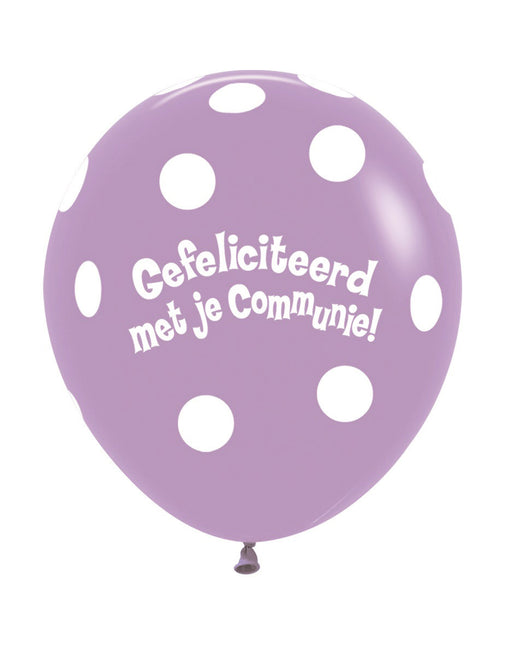 Ballons Communion Polka Dots Lilas 45cm 25pcs