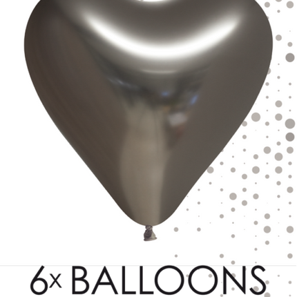 Ballons en forme de coeur gris 30cm 6pcs