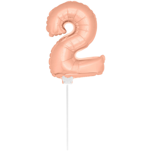 Ballon de baudruche Figure 2 Rose Gold 36cm avec bâton