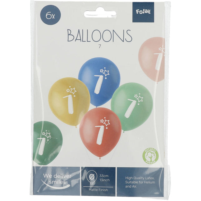 Ballons 7 ans colorés 33cm 6pcs