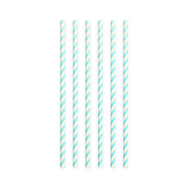 Pailles en papier Baby Blue Striped 19.7cm 20pcs