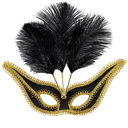 Masque d'yeux en plumes d'or noir