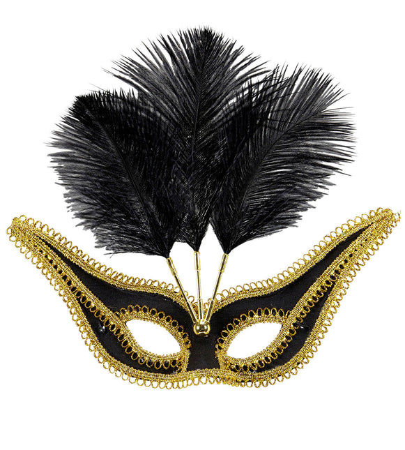 Masque d'yeux en plumes d'or noir