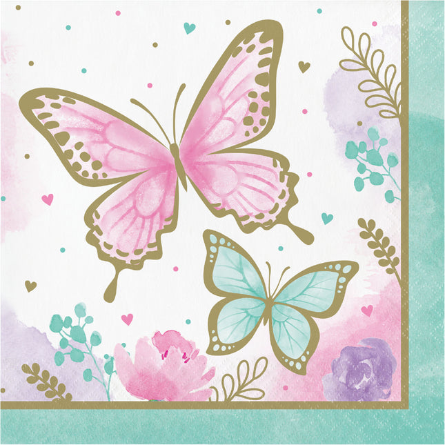 Serviettes papillon 16.5cm 16pcs