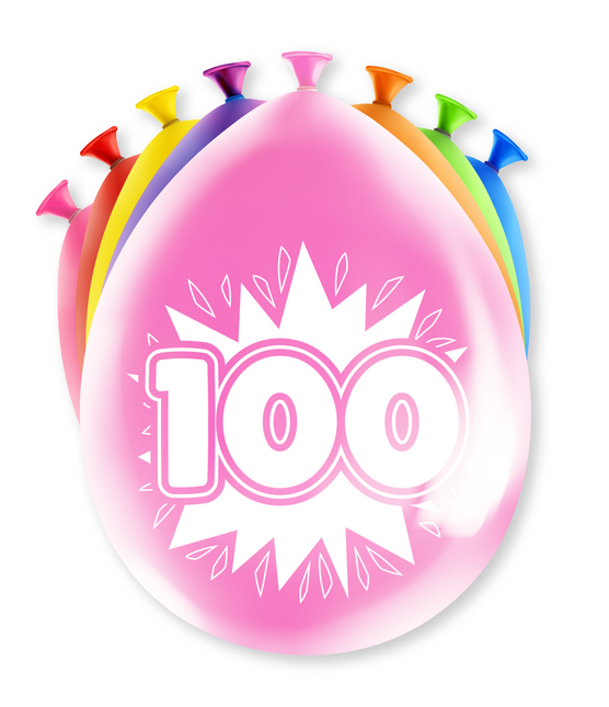 Ballons 100 ans Hurrah 30cm 8pcs