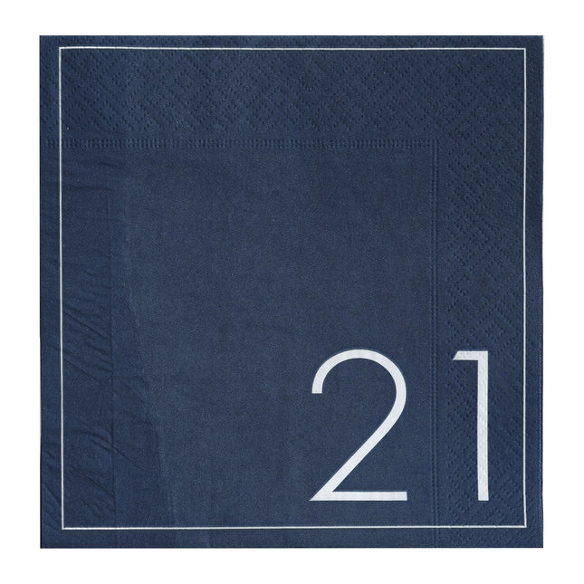 Serviettes de table bleues 21 ans 16.5cm 16pcs