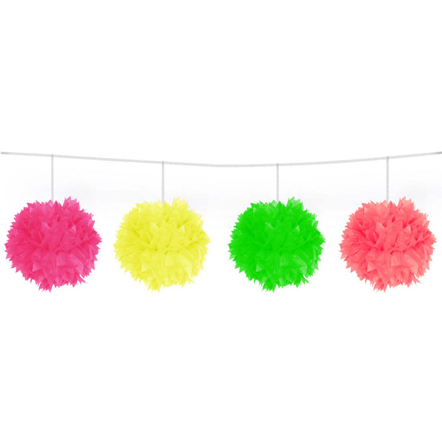 Guirlande colorée Pompon Neon 3m