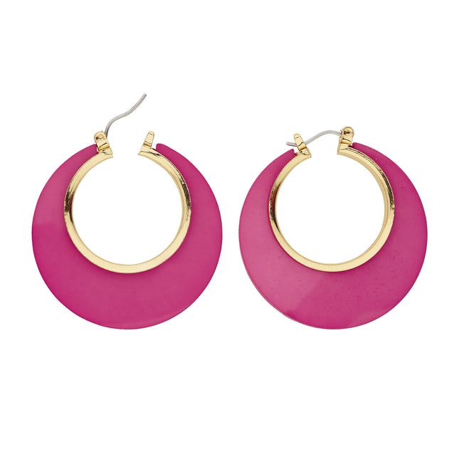 Boucles d'oreilles Disco 70S Fuchsia Gold