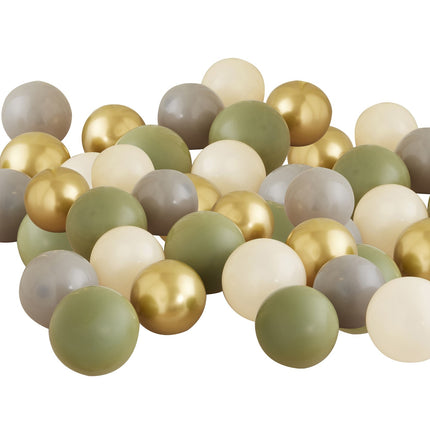 Ballons verts dorés gris beige 13cm 40pcs