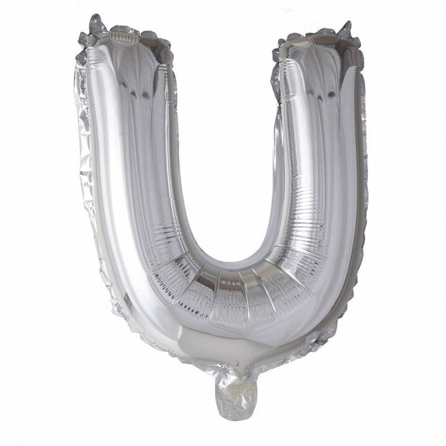 Ballon de baudruche Lettre U Argent XL 102cm vide