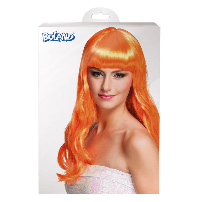 Perruque cheveux longs orange