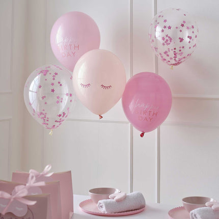 Ballons d'anniversaire rose 5pcs