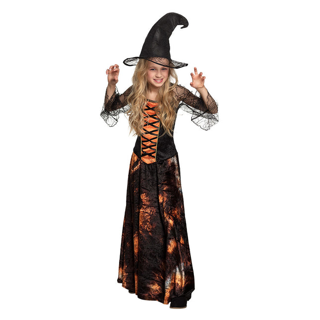 Costume de sorcière d'Halloween Enfant Orange