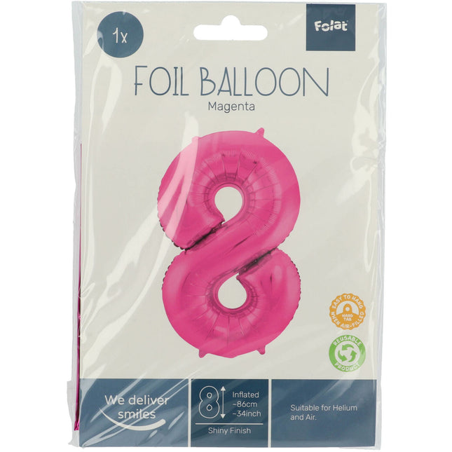 Ballon de baudruche Figure 8 Fuchsia Métallique XL 86cm vide