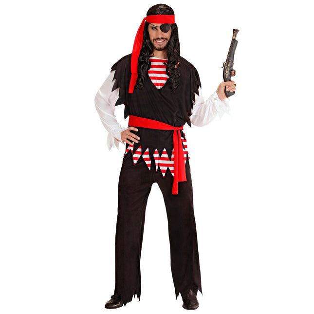 Costume de pirate Rouge Noir Hommes Rayé