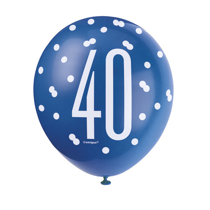 Ballons 40 Years Dots Blue 30cm 6pcs