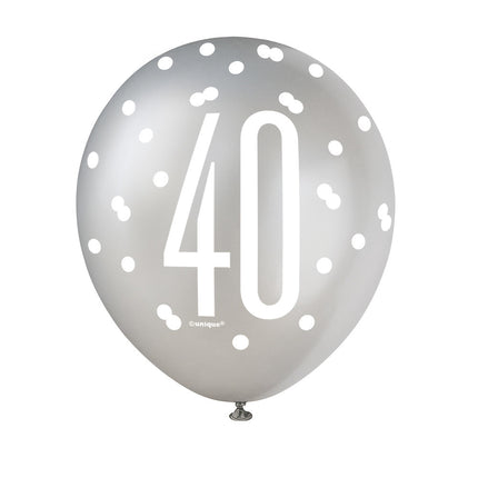 Ballons 40 Years Dots Black 30cm 6pcs