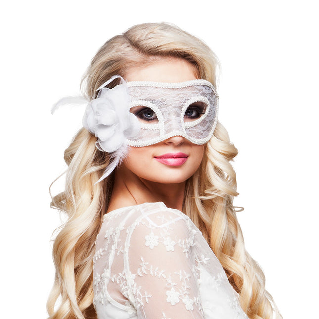 Masque pour les yeux en dentelle blanc