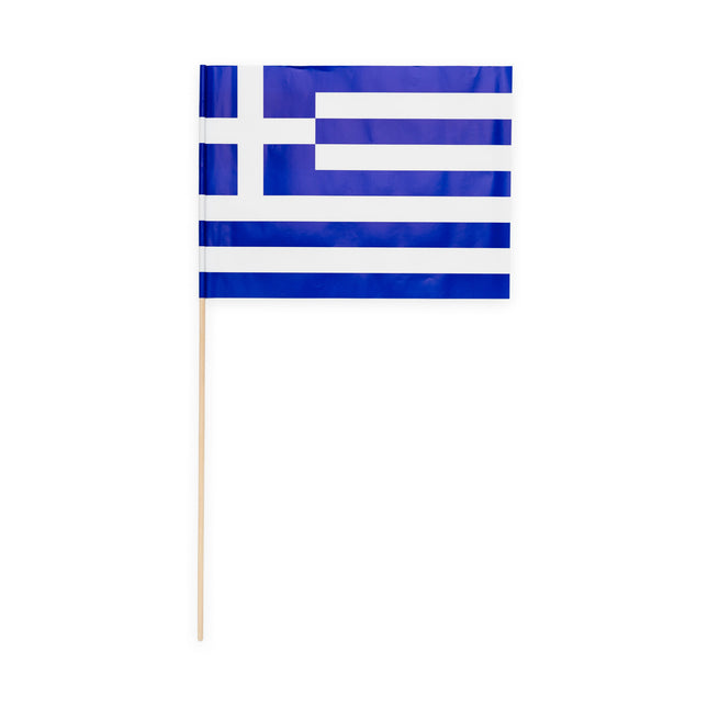 Drapeau de la Grèce avec bâton 50cm 10pcs
