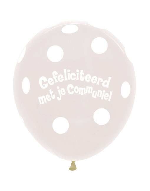 Ballons Communion Polka Dots Clear 45cm 25pcs