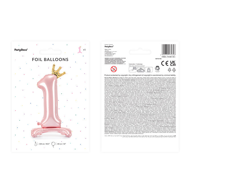 Ballon de baudruche Figure 1 Rose clair Standard Vide 84cm