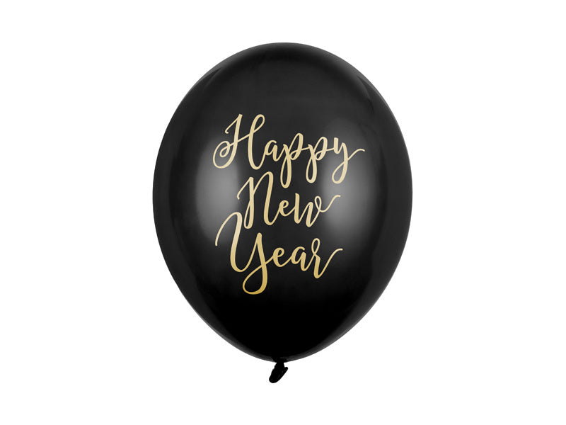 Ballons noirs de bonne année 30cm 6pcs