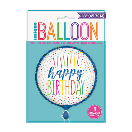 Ballon à l'hélium Happy Birthday Bougies colorées 45cm vide