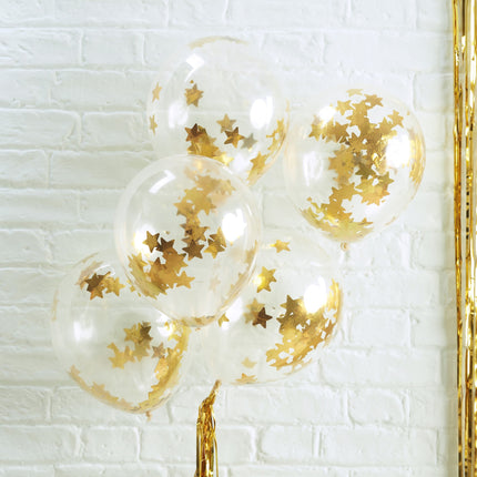 Ballons confettis or étoiles 30cm 5pcs