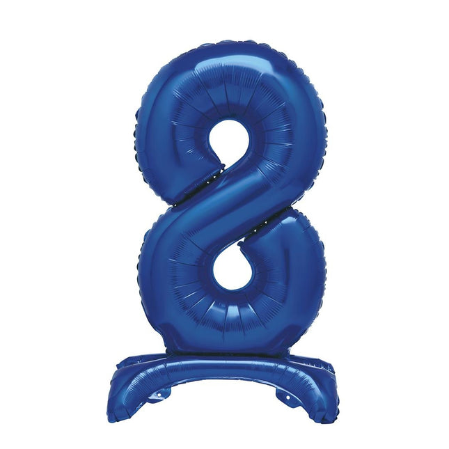 Ballon à figures bleu 8 ans avec standard 76cm