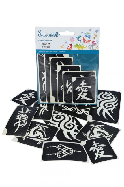 Pochoir de tatouage noir Tribal 12pcs