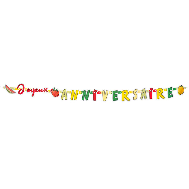 Guirlande de lettres Fruit Joyeux Anniversaire Carton 3m