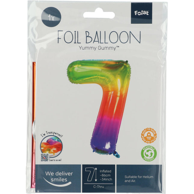 Ballon de baudruche Figure 7 Arc-en-ciel XL 81cm vide