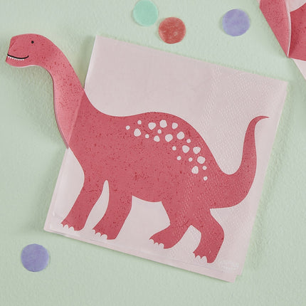 Serviettes de table Dino rose 16.5cm 8pcs