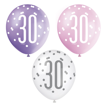 Ballons 30 Years Dots 30cm 6pcs